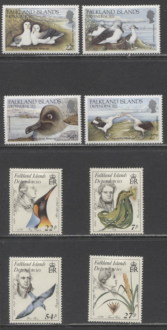 Lot 142 Falkland Islands Dependencies SC#1L88/1L100 1985 Albatrosses - Naturalists Issues, 8 VFOG Singles, Click on Listing to See ALL Pictures, Estimated Value $10