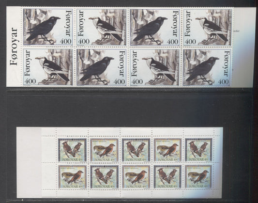 Lot 144 Faroe Islands SC#288a/301a 1995-1996 Corvus - Bird Issues, 2 VFNH Complete Booklets Of 10, 2017 Scott Cat. $30