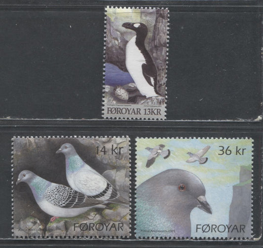 Lot 149 Faroe Islands SC#520/573 2009-2012 Pigeons - Extinct Penguins Issues, 3 VFNH Singles, 2017 Scott Cat. $24.75