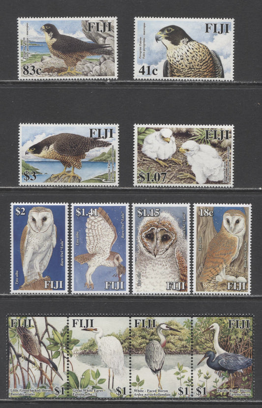 Lot 154 Fiji SC#1037/1079 2005-2006 Birds - Owls Issues, 12 VFNH Singles, 2017 Scott Cat. $27.75