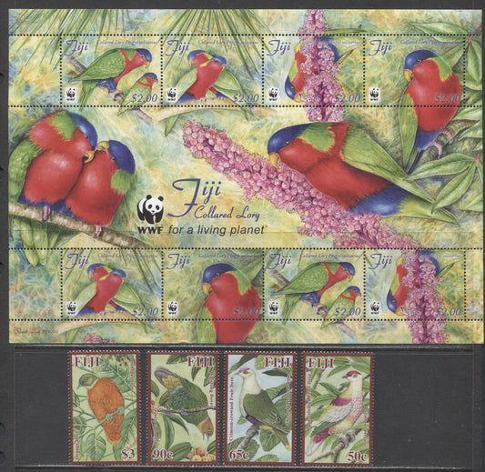 Lot 158 Fiji SC#1210/1286 2009-2012 Fruit Doves - WWF Issues, 5 VFNH Singles & Souvenir Sheet, Click on Listing to See ALL Pictures, 2017 Scott Cat. $23.5