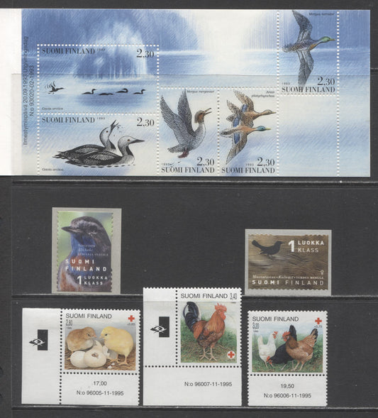 Lot 159 Finland SC#925a/B256 1993-1996 Water Birds - Chicken Semi Postals, 6 VFNH Singles & Booklet Of 5, Click on Listing to See ALL Pictures, 2017 Scott Cat. $18.05