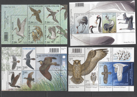Lot 160 Finland SC#1014a/1113 1996-1999 Birds Issues, 4 VFNH Souvenir Sheets Of 4 & 5, Click on Listing to See ALL Pictures, 2017 Scott Cat. $24