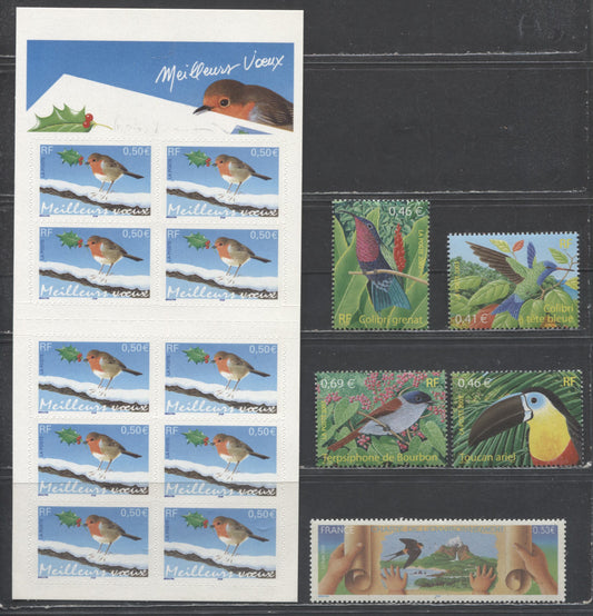 Lot 166 France SC#2936/3127 2003-2005 Tropical Birds - Environmental Protection Issues, 6 VFNH Singles & Booklet Pane Of 10, Click on Listing to See ALL Pictures, 2017 Scott Cat. $23.6
