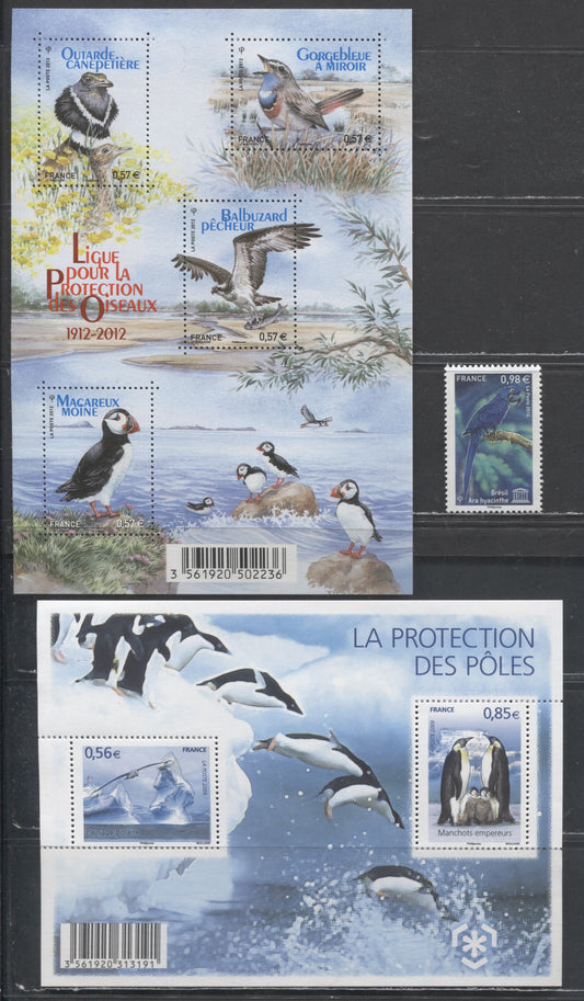 Lot 167 France SC#2074/4222 2009-2014 Protecting The Poles - Council Of Eurpose Issues, 3 VFNH Single & Souvenir Sheets Of 2 & 4, 2017 Scott Cat. $15.5