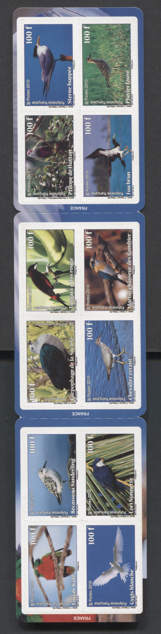 Lot 169 French Polynesia SC#1035-1035 2010 Birds Issue, A VFNH Booklet Pane Of 12, Click on Listing to See ALL Pictures, 2017 Scott Cat. $28