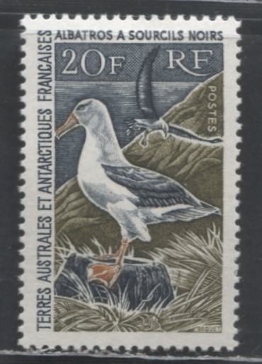 Lot 172 French Southern & Antarctic Territory SC#28 20fr Slate, Olive & Orange 1966 Blacked Browed Albatross Issue, A VFOG Single, Click on Listing to See ALL Pictures, Estimated Value $175