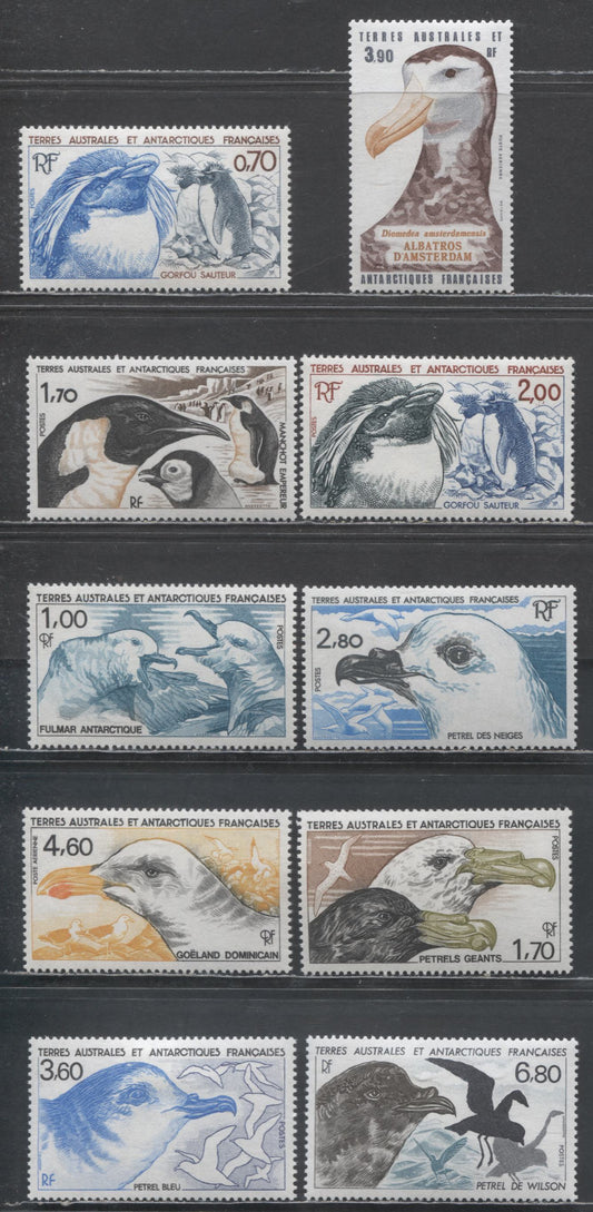 Lot 176 French Southern & Antarctic Territory SC#108/C91 1984-1986 Penguins - Seagulls Airmail Issues, 10 VFNH & OG Singles, Click on Listing to See ALL Pictures, Estimated Value $12