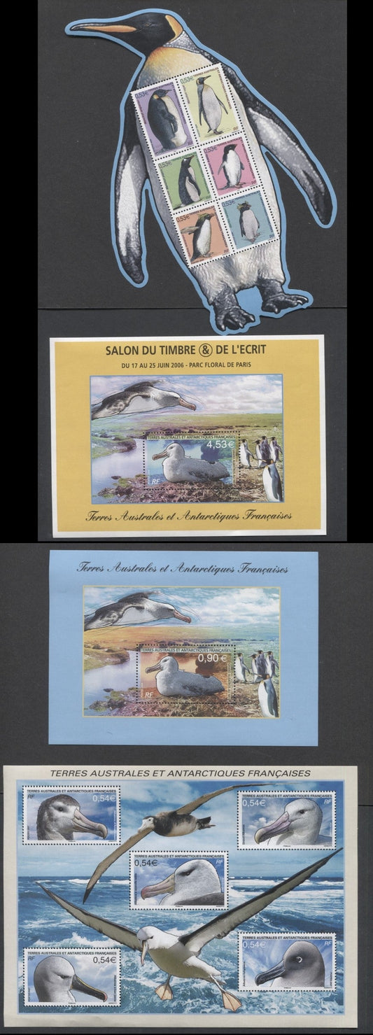 Lot 179 French Southern & Antarctic Territory SC#372/385 2006-2007 Penguin - Albatrosses Issues, 4 VFNH Souvenir Sheets, Click on Listing to See ALL Pictures, 2017 Scott Cat. $38