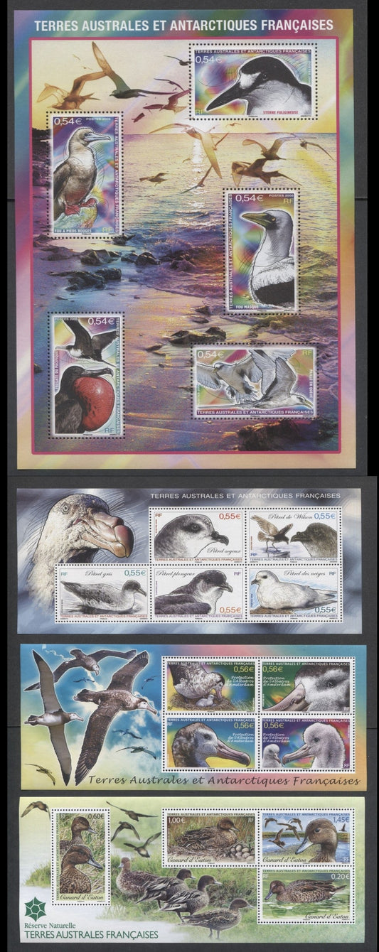 Lot 180 French Southern & Antarctic Territory SC#408/479 2008-2013 Birds - Nature Reserve Issues, 4 VFNH Souvenir Sheets, Click on Listing to See ALL Pictures, 2017 Scott Cat. $31