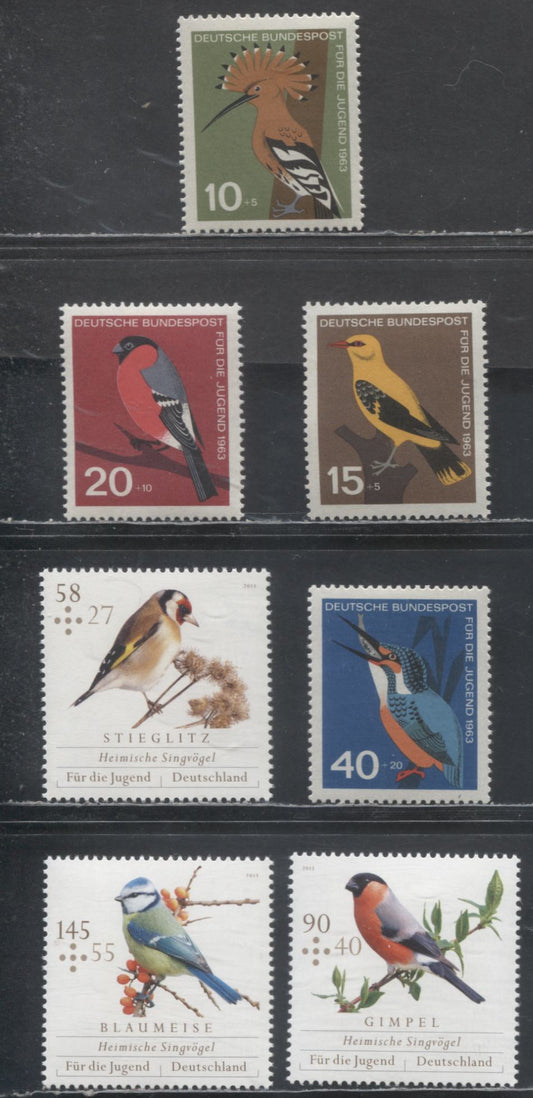 Lot 184 Germany SC#B388/B1081 1963-2013 Birds Semi Postals, 7 VFOG & NH Singles, Click on Listing to See ALL Pictures, Estimated Value $12