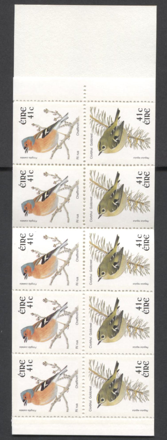 Ireland SC#1421a 41c Multicolored 2002 Birds Definitives, Perf 14x14.75, GT4 Tagging & NF Paper, A VFNH Complete Booklet Of 10, Click on Listing to See ALL Pictures, 2017 Scott Cat. $22.5