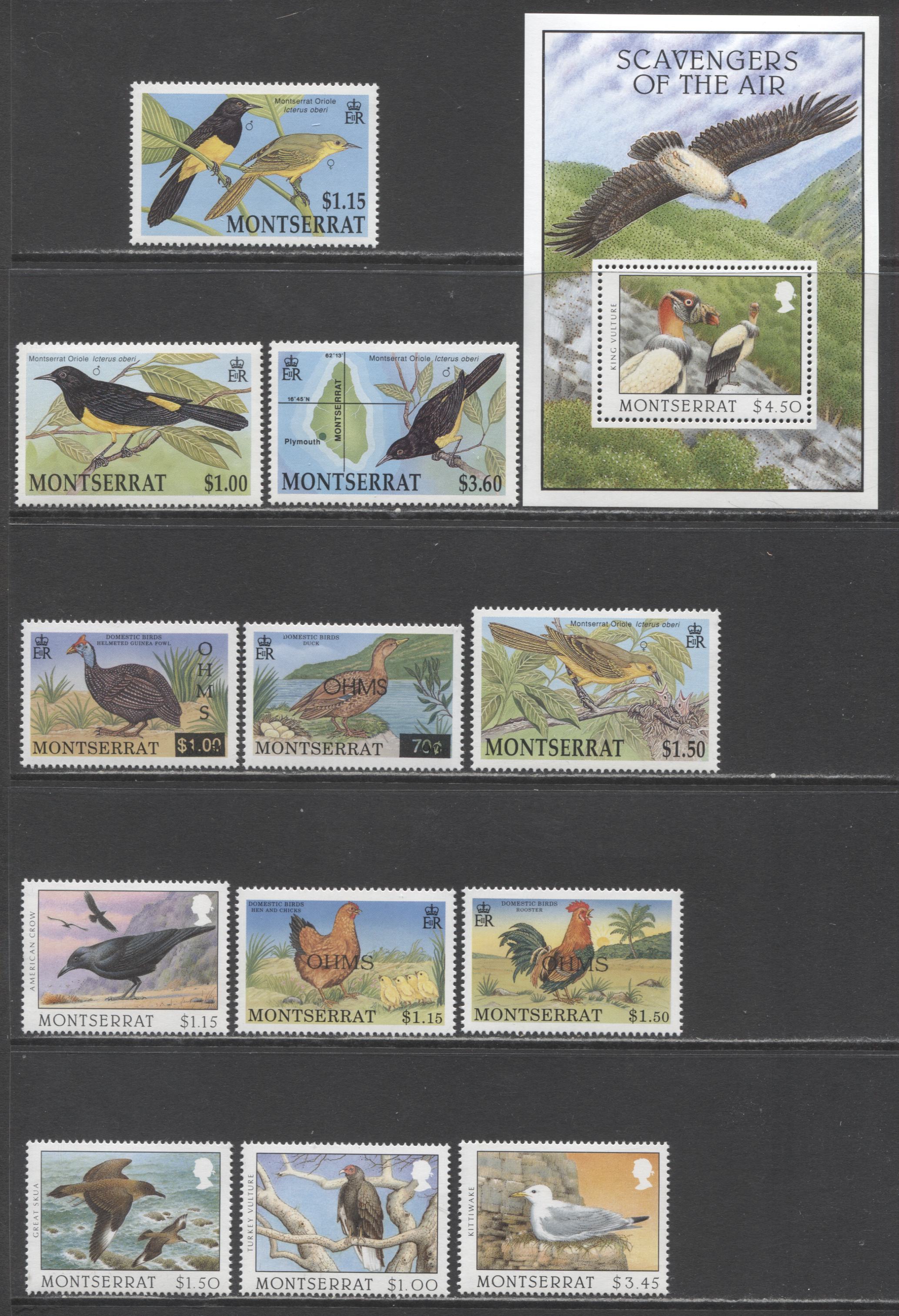 Lot 346 Montserrat SC#799/O108 1992-1997 Birds - Scavenger Bird Issues ...