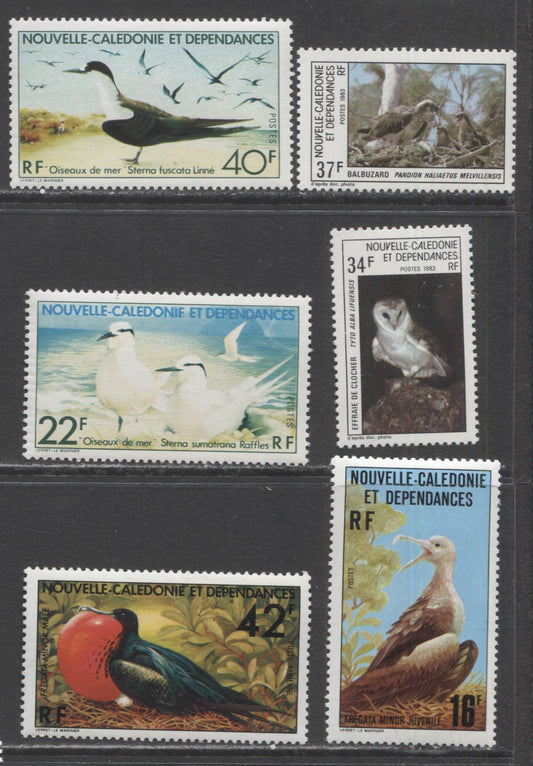 New Caledonia SC#430/C138 1977-1983 Bird Definitives, Birds Of Prey & Airmail Issues, 6 VFOG Singles, Click on Listing to See ALL Pictures, Estimated Value $10