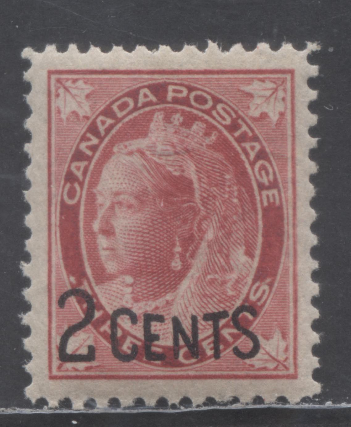 Lot 438 Canada #87var 2c on 3c Carmine Queen Victoria, 1899 Provisiona ...