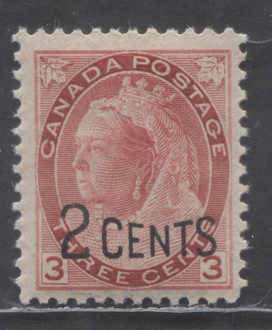 Lot 439 Canada #88 2c on 3c Carmine Queen Victoria, 1899 Provisional Issue, A FNH Single