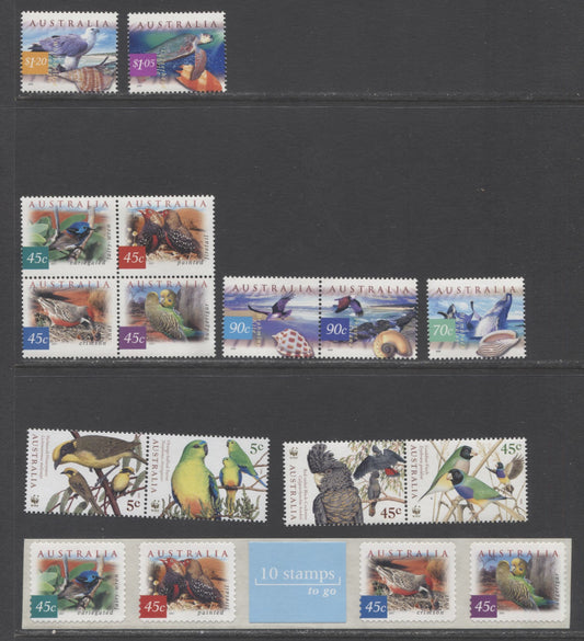 Lot 44 Australia SC#1676a/1991b 1998-2002 WWF & Definitive Issues, 17 VFNH Singles, Block Of 4 & Strip Of 4, Click on Listing to See ALL Pictures, 2017 Scott Cat. $19.15