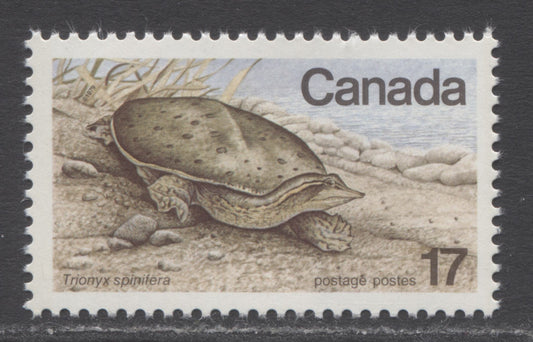 Lot 459 Canada #813iv 17c Multicolored Spiny Soft-Shelled Turtle, 1979 Endangered Wildlife Issue, A VFNH Single On Scarce LF3/LF3 Non Flecked Paper