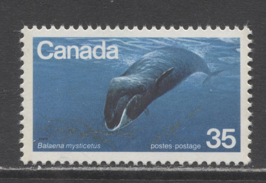 Lot 461 Canada #814var 35c Multicolored Bowhead Whale, 1979 Endangered Wildlife Issue, A VFNH Single On Very Scarce & Unlisted LF3/LF4 Paper