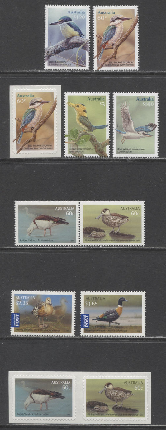 Lot 47 Australia SC#3373/3667a 2010-2012 Bird Definitives, 11 VFNH Singles, Click on Listing to See ALL Pictures, 2017 Scott Cat. $27.25