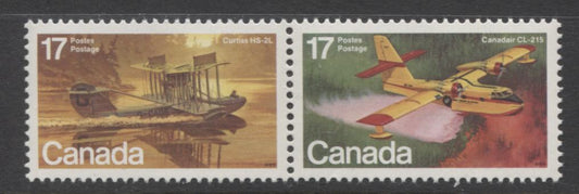 Lot 493 Canada #844avar 17c Multicoloured, 1979 Flying Boats, A VFNH Horizontal Pair On Unlisted DF/LF Paper