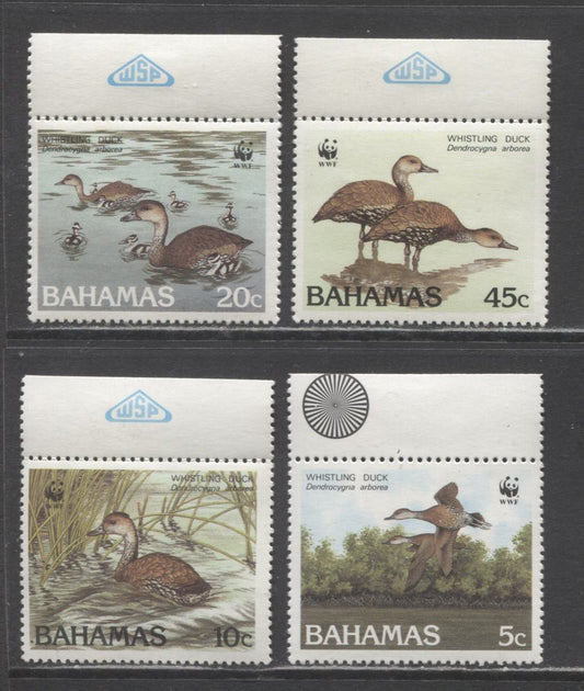 Lot 56 Bahamas SC#645-648 1988 World Wildlife Fund Issue, Walsall Imprinted Tabs, 4 VFOG Singles, Click on Listing to See ALL Pictures, 2017 Scott Cat. $24