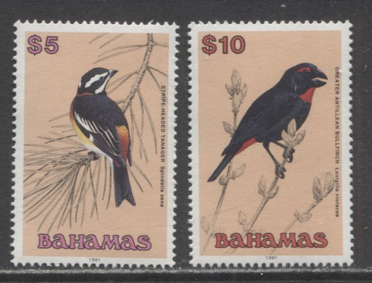 Lot 59 Bahamas SC#723-724 1991 Bird Definitives, 2 VFNH Singles, Click on Listing to See ALL Pictures, 2017 Scott Cat. $42