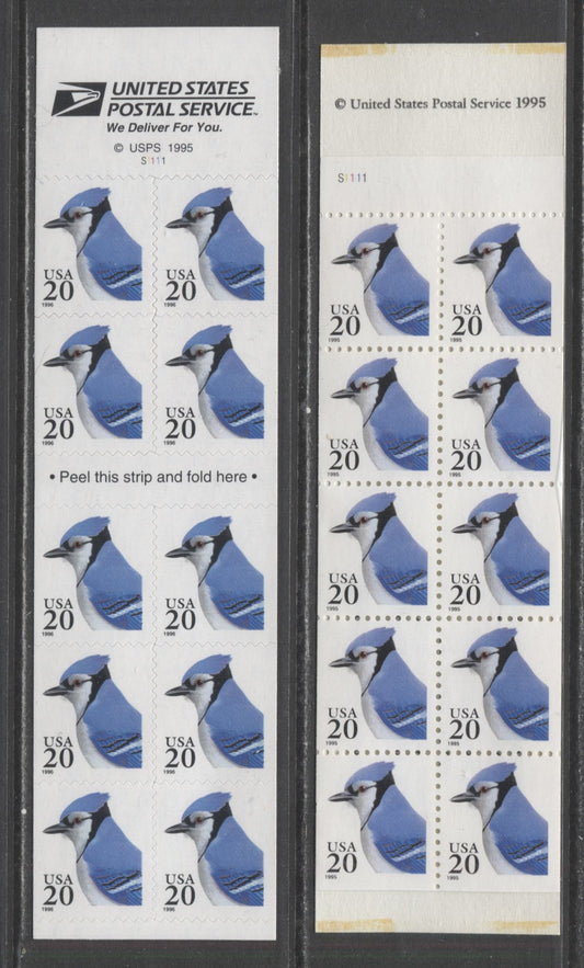 Lot 7 United States SC#2483a/3048a 1995-1996 Blue Jay Definitives, Water Activated Gum Perf 10.9x9.8, & Self Adhesive Serpentine Die Cuts, 2 VFNH Booklets Of 10, Click on Listing to See ALL Pictures, 2017 Scott Cat. $9.25