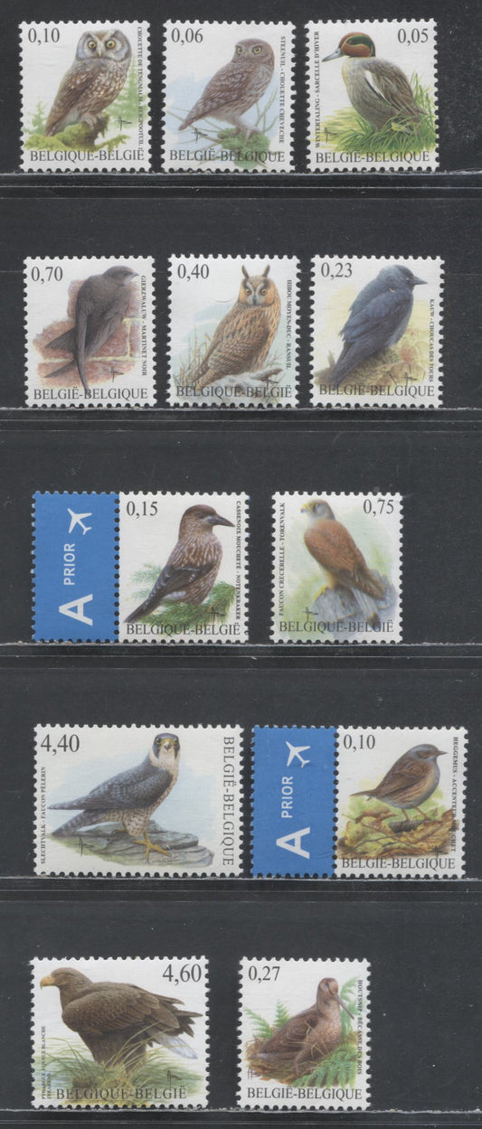 Lot 78 Belgium SC#2218/2347 2006-229 Bird Definitives, 12 VFNH Singles, Click on Listing to See ALL Pictures, 2017 Scott Cat. $31