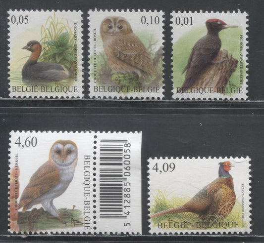 Lot 79 Belgium SC#2402/2411 2009-2010 Bird Definitives, 5 VFNH Singles, Click on Listing to See ALL Pictures, 2017 Scott Cat. $24.3