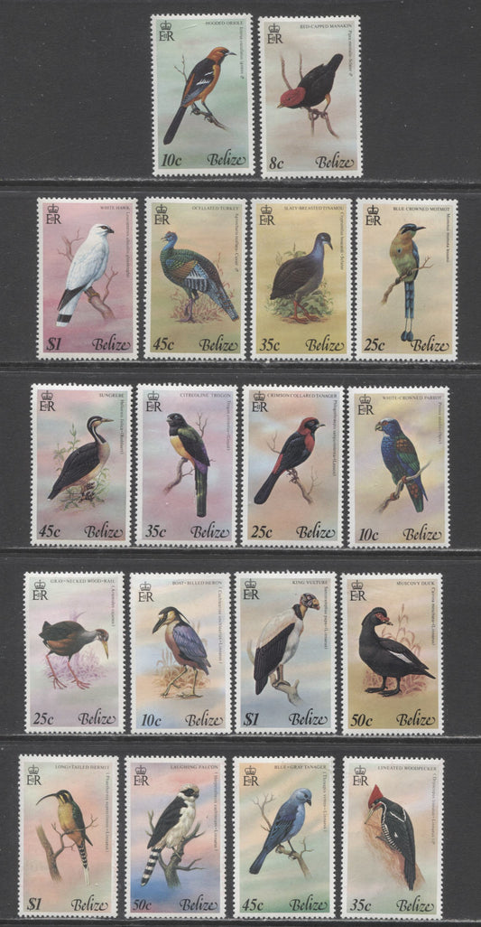 Lot 82 Belize SC#387/421 1977-1979 Bird Issues, 18 VFOG & NH Singles, Click on Listing to See ALL Pictures, Estimated Value $20