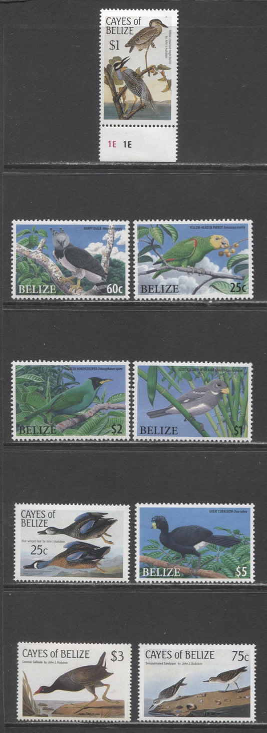 Lot 85 Belize SC#22/1221 1985-2009 Parrots & Cays Of Belize Issues, 9 VFNH & OG Singles, Click on Listing to See ALL Pictures, Estimated Value $15