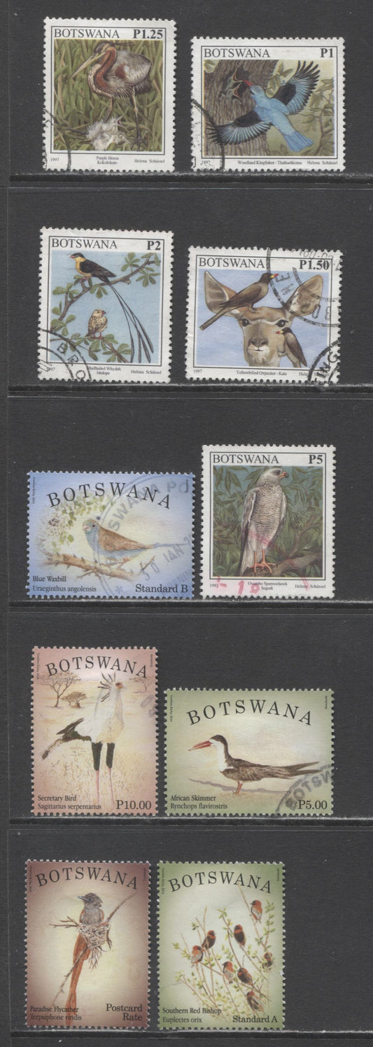 Lot 90 Botswana SC#631/949 1997-2014 Bird Definitives, 10 Very Fine Used Singles, Click on Listing to See ALL Pictures, 2017 Scott Cat. $17.95