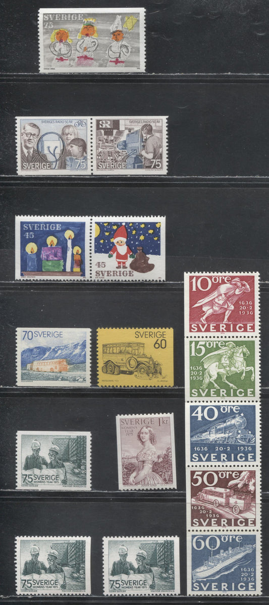 Lot 22 Sweden SC#946/1111 1972 Swedish Postal Service - 1975 International Women's Year Issues, 14 VFNH Singles, Click on Listing to See ALL Pictures, 2017 Scott Cat. $6.4