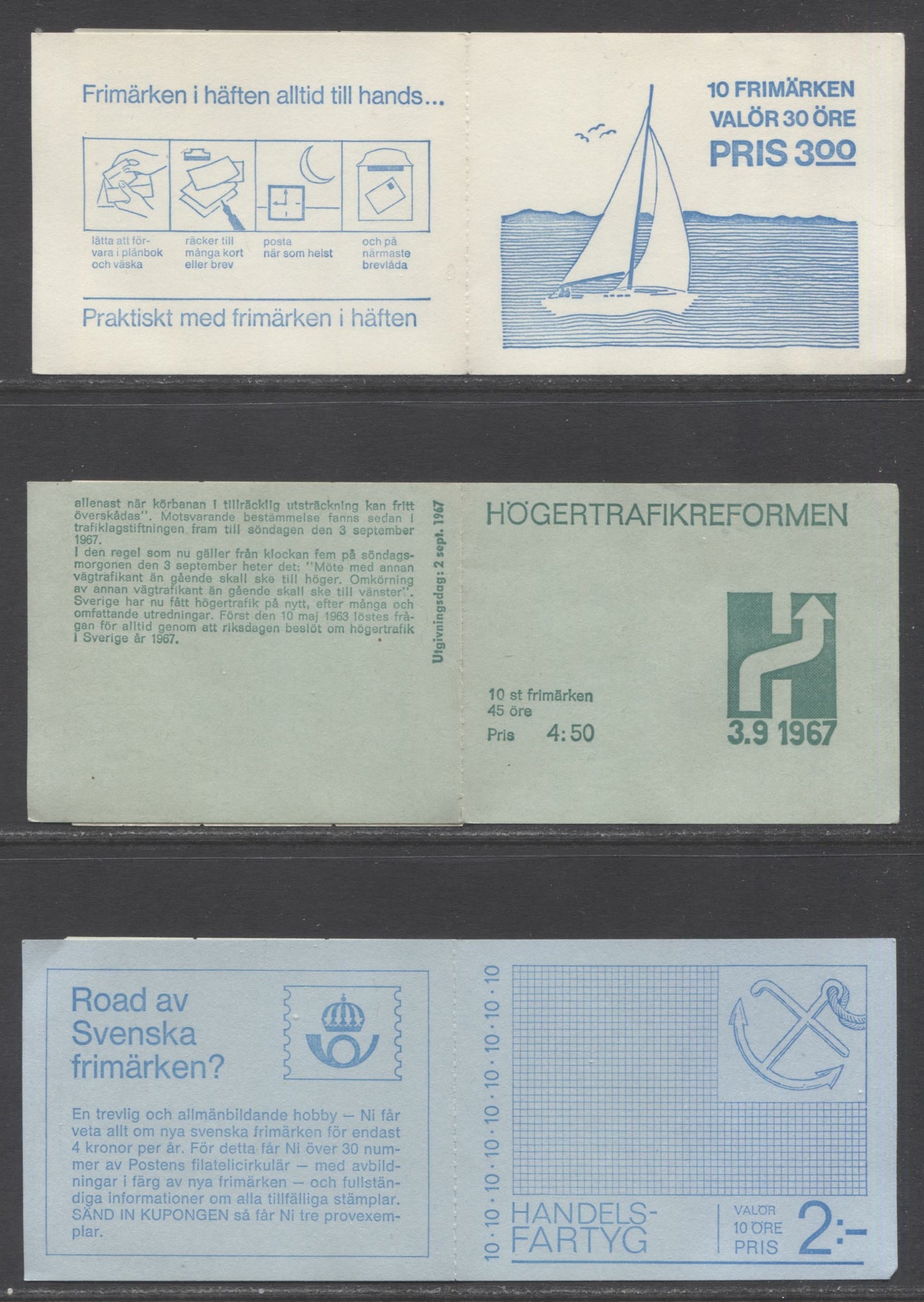 Sweden SC#736a(Facit #H193)/758a (Facit #H196A1a) 1967-1969 Archipeligo in Bloom Definitive, LF and MF Covers, , 3 VFNH Booklets of 10, Click on Listing to See ALL Pictures, Estimated Value $12
