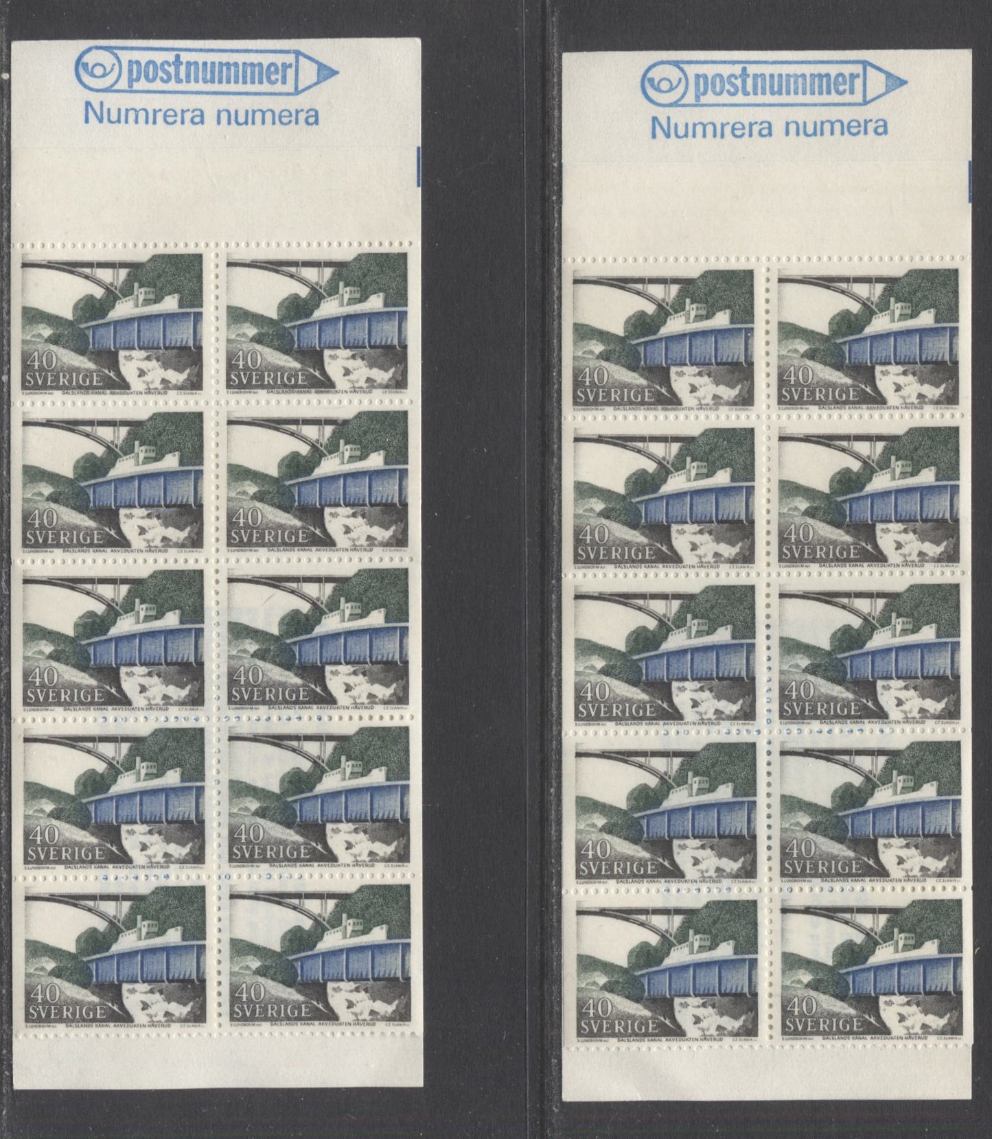 Sweden SC#759a (Facit #H208) 40 Ore Multicoloured 1968 Windmills Definitive, Fluorescent and MF Covers, 2 VFNH Booklets of 10, Click on Listing to See ALL Pictures, Estimated Value $8