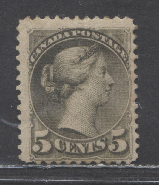 Lot 336 Canada #38 5c Slate Green Queen Victoria, 1876-1888 Small Queen Issue, A Fine Redistributed OG Single Montreal Printing On vertical  Wove