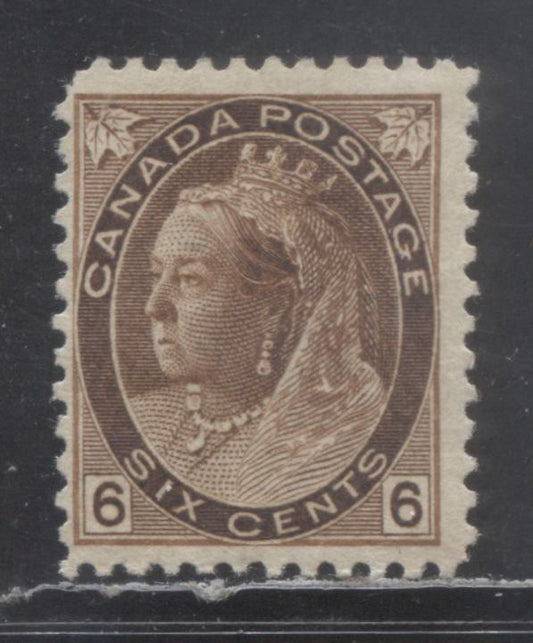 Lot 342 Canada #80 6c Deep Yellow Brown Queen Victoria & Mercator's Projection, 1898-1902  Numeral Issue, A Fine Unused Single