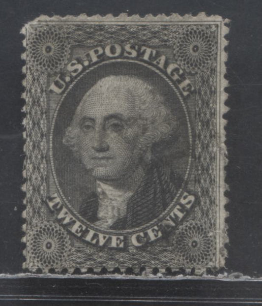 Lot 345 United States of America SC#36 12c Black 1857-1861 Perforated Toppan Carpenter Issue, Plate 1 Printing With Strong Outer Framelines, A Good Used Single, Click on Listing to See ALL Pictures, Estimated Value $38