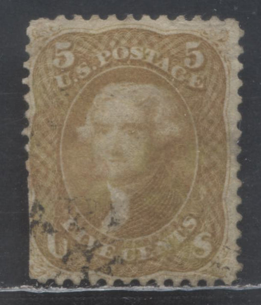 Lot 346 United States of America SC#67 5c Buff 1861-1862 1861 Issue, Nice colour and face free cancel, decently centered also, but clipped along the left edge, reducing the grade to fair, A Fair Used Single, Estimated Value $45
