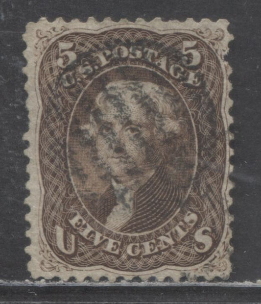 Lot 347 United States of America SC#76 5c Brown 1861-1866 1861 Issue, On Thin Paper, A Good Used Single, Estimated Value $15