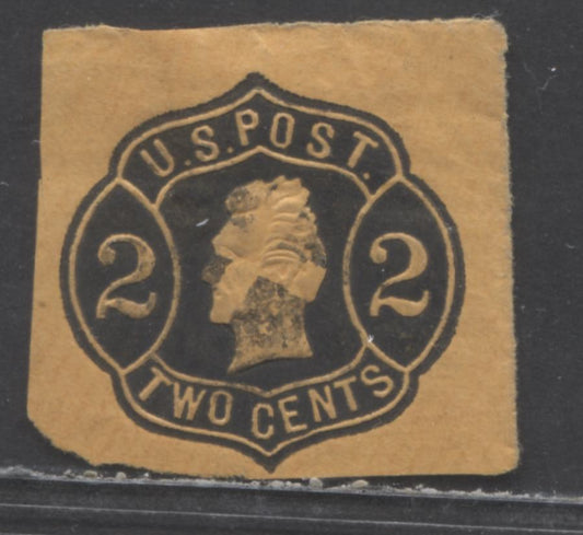 Lot 349 United States of America SC#U56 2c Black on Orange 1863-1864 1861 Issue Pre-Stamped Envelope Cut Square, Stamp Impression 26 mm Wide, A Fine Used Single, Click on Listing to See ALL Pictures, Estimated Value $5