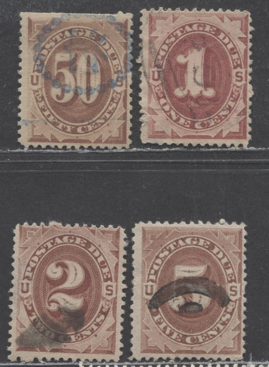 Lot 353 United States of America SC#J7/J22 1879-1891 Postage Due Issues, Four Fair to VG Used Singles, Click on Listing to See ALL Pictures, Estimated Value $18