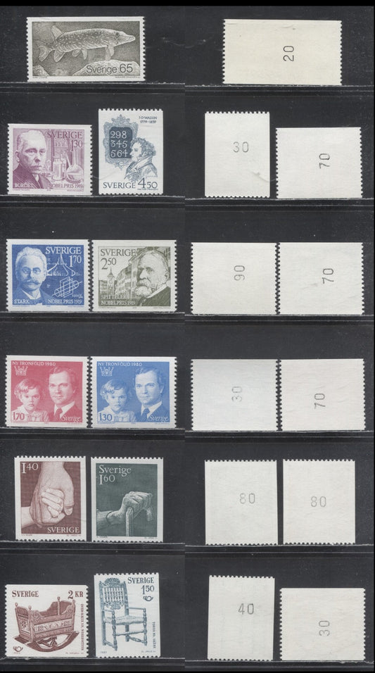 Lot 35 Sweden SC#1294/1332 1979 Centenary of Swedish Temperance Movement - 1980 Norden '80 Issues, With Control Numbers On Back, 11 VFNH Singles, Click on Listing to See ALL Pictures, Estimated Value $15