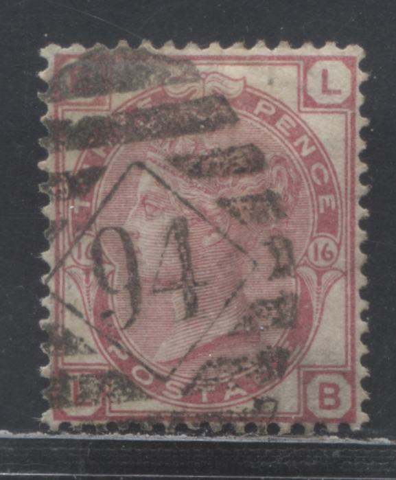 Lot 360 Great Britain SC#61 3d Rose 1873-1880 Queen Victoria Surface Printed Issue, Large Coloured Letters Wmk Spray of Rose, Plate 16, A VG-F Used Single, Click on Listing to See ALL Pictures, Estimated Value $18