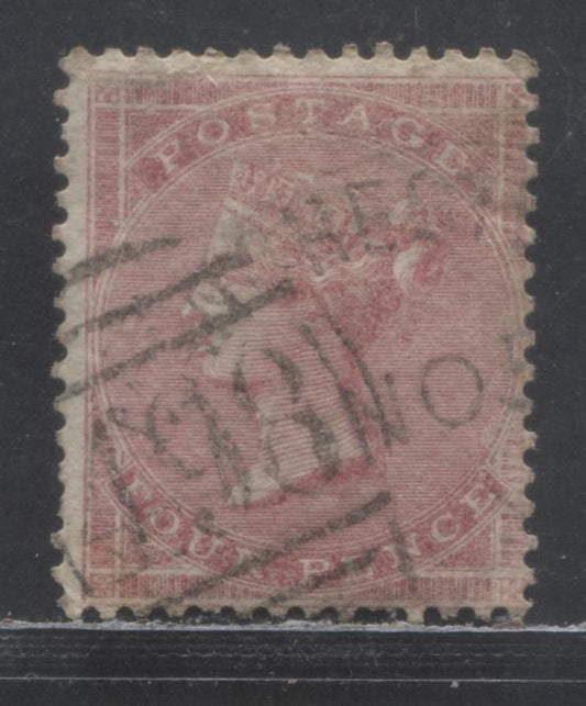 Lot 361 Great Britain SC#26 4d Rose 1857 Queen Victoria Surface Printed Issue, White Paper, Wmk Large Garter, A Good Used Single, Click on Listing to See ALL Pictures, Estimated Value $15