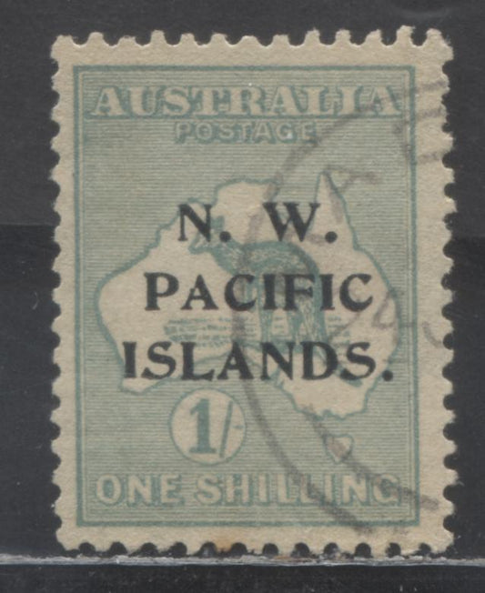Lot 364 Northwest Pacific Islands SC#20 1/- Emerald Green 1915-1916 Overprinted Kangaroo and Map Issues, Watermarked Wide Crown and Narrow A, A Fine Used Single, Click on Listing to See ALL Pictures, Estimated Value $13