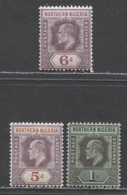 Lot 368 Northern Nigeria SC#23a-35 1905-1911 King Edward VII Keyplates, Watermarked Multiple Crown CA, Chalky Paper, A VFNH and FNH Singles, Click on Listing to See ALL Pictures, Estimated Value $85