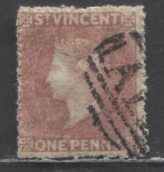 Lot 369 St. Vincent SC#2 1d Rose 1862-1866 Queen Victoria Profile Heads, Unwatermarked, Rough Perf. 14-16, A VG Used Single, Click on Listing to See ALL Pictures, Estimated Value $5