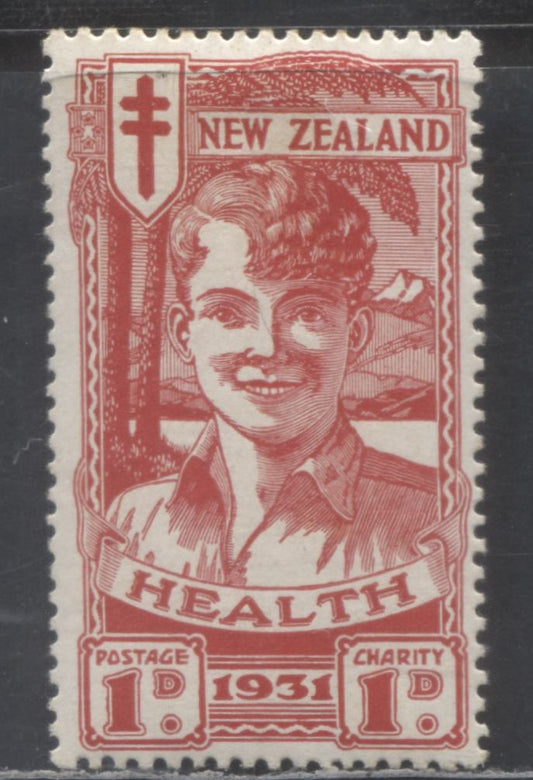 Lot 390 New Zealand SC#B3 1p + 1p Scarlet 1931 Health Issue, , A VFOG Single, Click on Listing to See ALL Pictures, 2017 Scott Cat. $100